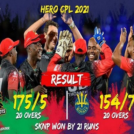 St Kitts & Nevis Patriots 175/5 defeated Barbados Royals 154/7 by 21 runs