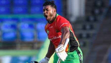 Chandrapaul Hemraj scored his maiden T20 ton to cap a nine-wicket demolition of the woeful Barbados Royals