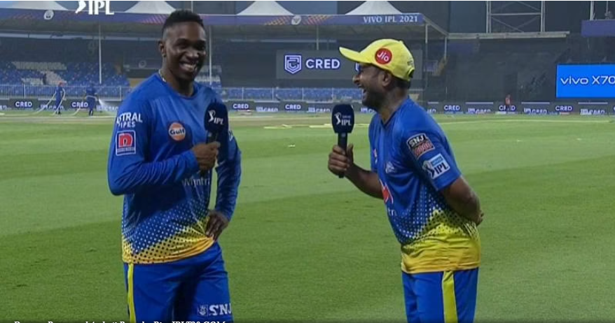 Bravo engages in fun banter with Rayudu “They call me ‘Champion’ because I keep winning, Do you win anything?” in IPL 2021