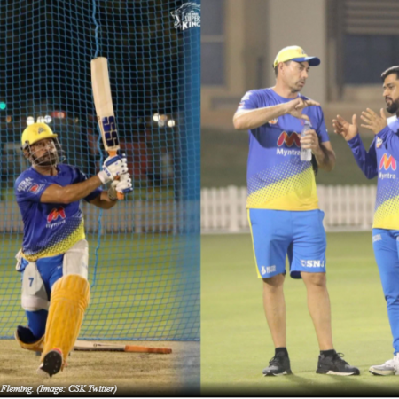 In the final between CSK and KKR, MS Dhoni intensely practiced lofted strokes:  On the eve of the IPL 2021