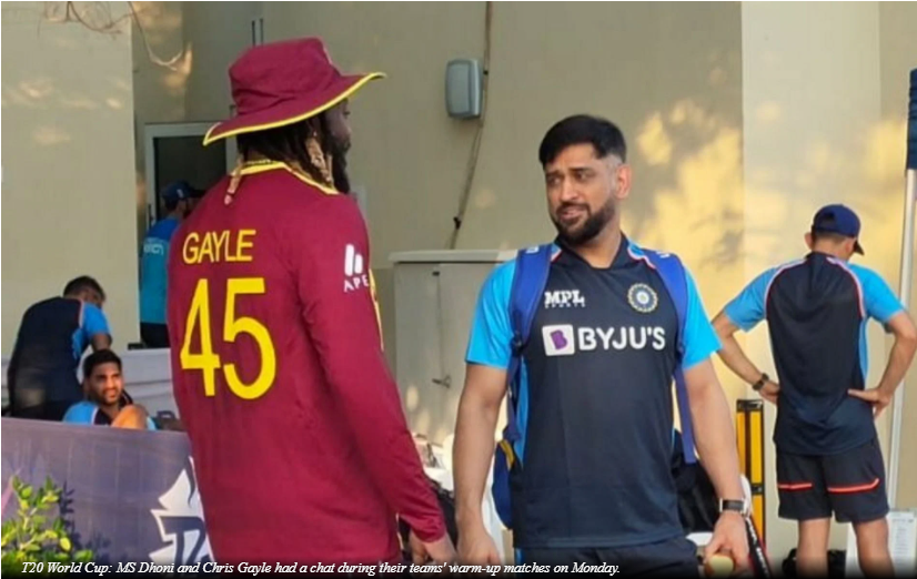MS Dhoni caught up with Chris Gayle- The “memorable moment” in T20 World Cup 2021