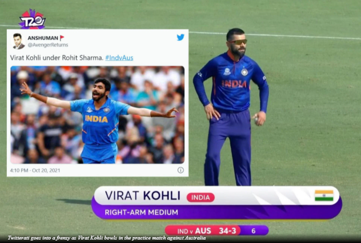 Virat Kohli sent Indian cricket fans into a frenzy by coming out to bowl in the T20 World Cup practice match