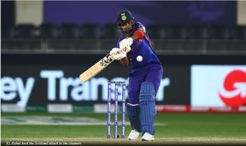 KL Rahul’s belligerent knock during Team India’s smashing win in last evening’s T20 World Cup 2021
