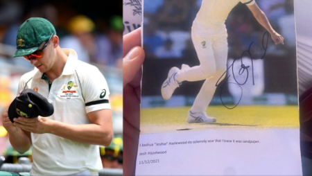 Ashes 2021: Barmy Army gets Josh Hazlewood to sign hilarious photograph “I knew it was sandpaper”