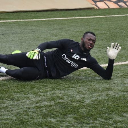 Goalkeeper Herve Koffi of Burkina Faso performs four back flips and a somersault during his iconic acrobatic celebration against Gabon.