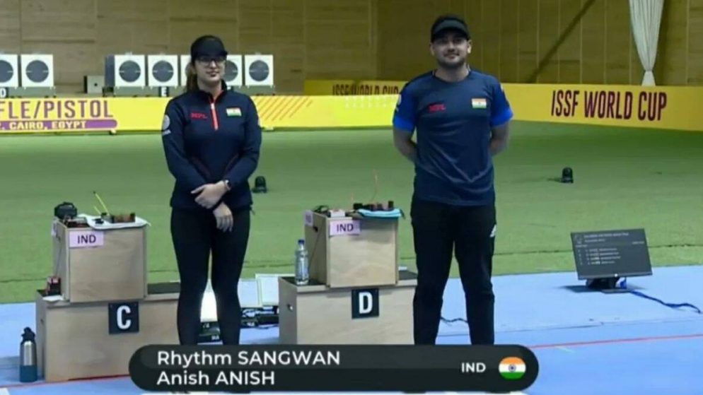 Anish and Rythm win gold within the 25m fast fire gun blended team event, giving India the foremost decorations.