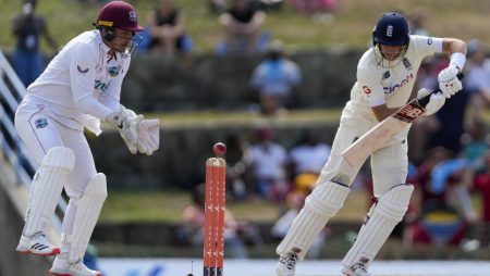 Crawley and Root guide England to a 153-run lead and safety in the first Test against WI.