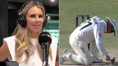 David Warner tries to restore the Karachi pitch, but his wife Candice wishes he’would do this more around the house.’