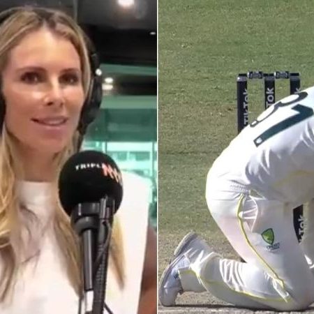 David Warner tries to restore the Karachi pitch, but his wife Candice wishes he’would do this more around the house.’