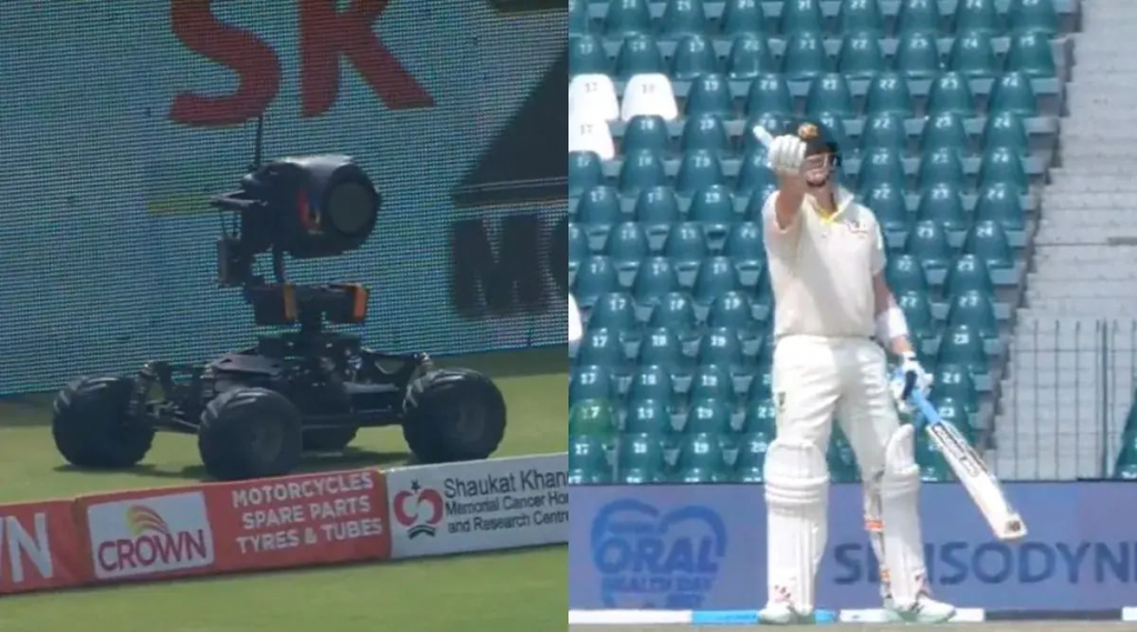 On Day 1 of the Lahore Test, a roving 'Buggy cam' disturbs Steve Smith's steely concentration.
