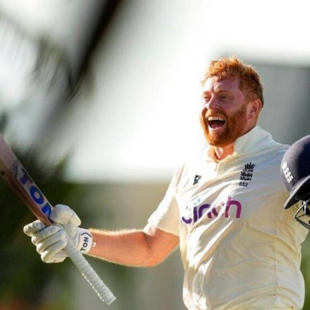 Jonny Bairstow’s ton leads England’s comeback against the West Indies from 48-4 to 268-6.