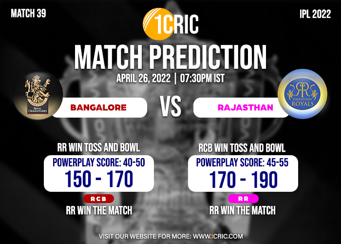 Match 39 Prediction - Which team will win the IPL match between RCB and RR today?