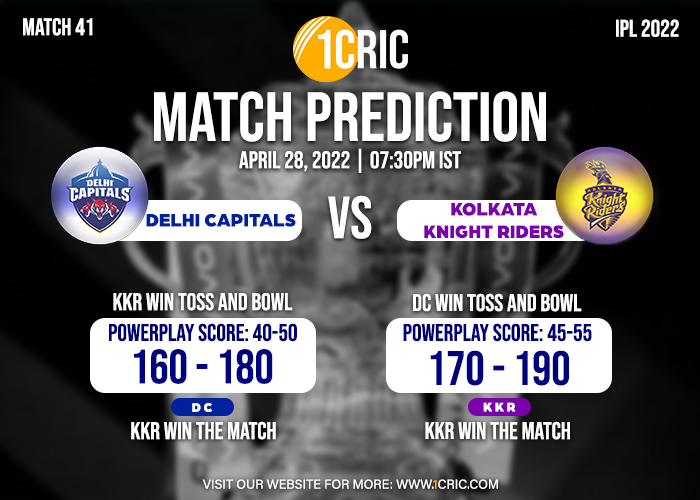 Who will win today's IPL match? DC vs KKR Predictions Match 41. 
