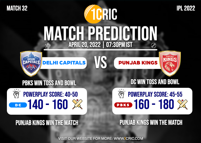 Match 32 Prediction IPL 2022: DC vs PBKS In today's IPL encounter between DC and PBKS, who will win?