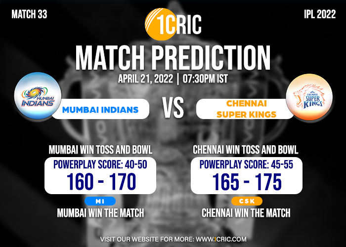 MI against CSK, Match 33, IPL 2022 Predictions for the match Who will win today's IPL match between Mumbai Indians and Chennai Super Kings?