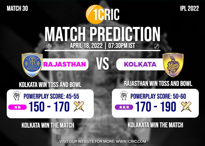 IPL 2022: Match 30, RR vs KKR Match Prediction – Who will win today’s IPL match between RR and KKR?￼