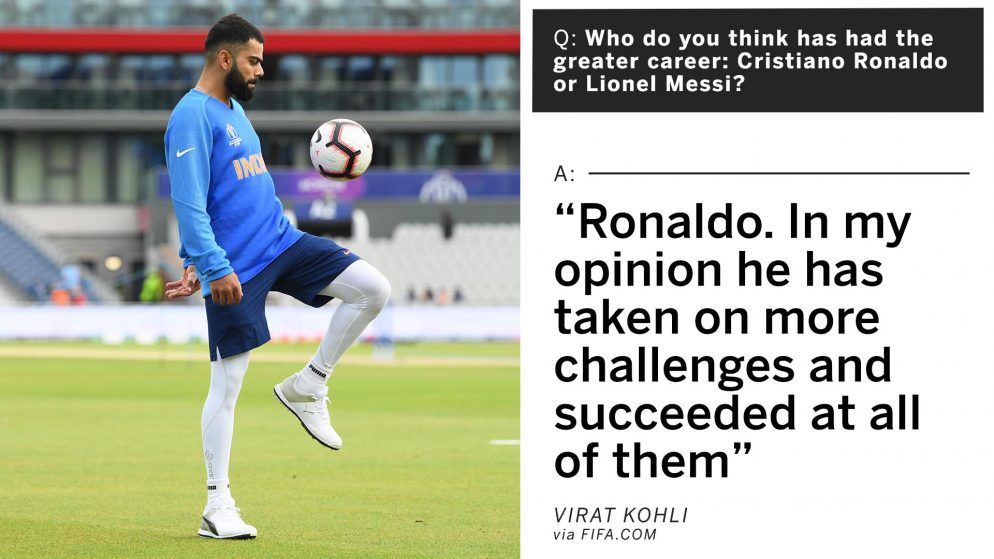 Virat Kohli’s response to the question of what he would do if he awoke as Cristiano Ronaldo is brilliant.