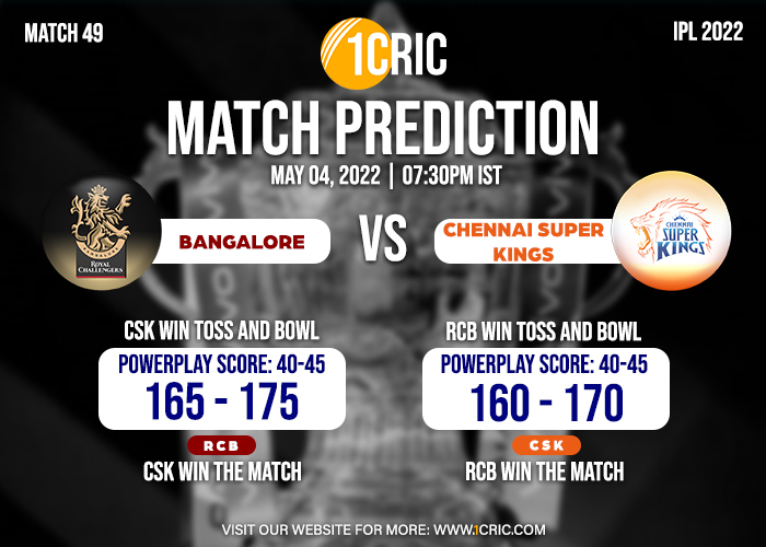 RCB versus CSK in IPL 2022 Match 49 Who will win today's IPL match?
