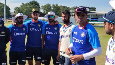 Before the tour game against Leicestershire, Team India “sweats it out in nets.”