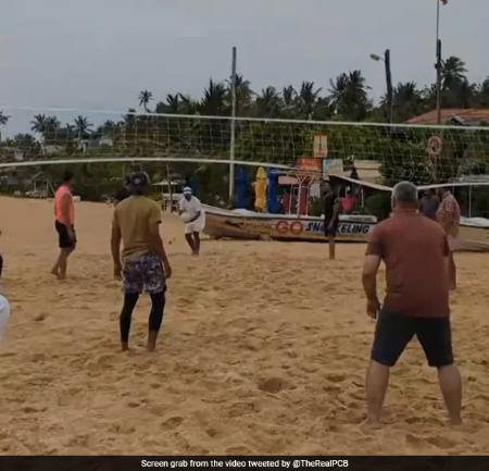 Players from Pakistan enjoy a beach volleyball session ahead of the second test against Sri Lanka.