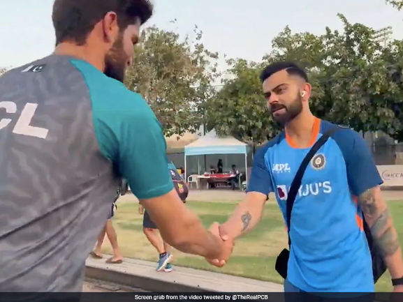 Virat Kohli Meets Shaheen Afridi and Inquires About His Injury for the Asia Cup 2022.