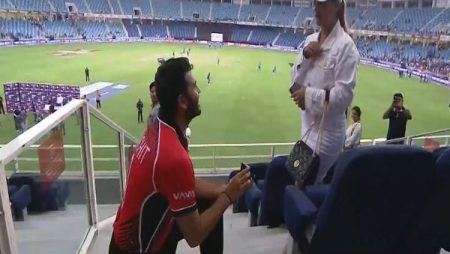 After the Asia Cup match against India, a Hong Kong cricketer proposes to his girlfriend.