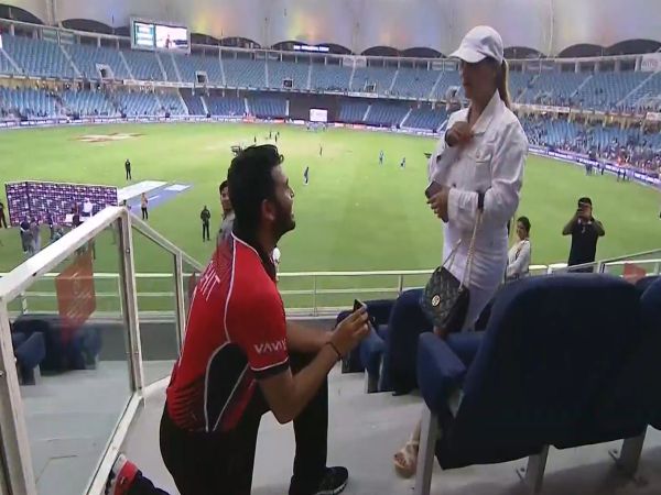 After the Asia Cup match against India, a Hong Kong cricketer proposes to his girlfriend.