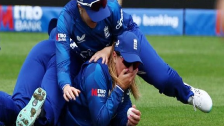 Phoebe Litchfield’s debut ODI innings is over thanks to Sophie Ecclestone’s one-handed miracle.