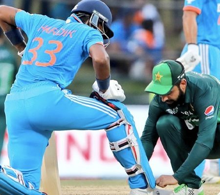 Shadab Khan ties Hardik Pandya’s shoelace, the spirit of cricket shows through.