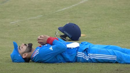 Virat Kohli’s sleeping celebration during the IND vs SL final has gone viral.