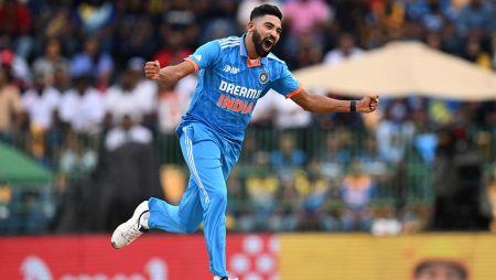 Whom did Mohammed Siraj hand over Asia Cup trophy while celebrating India’s eighth title victory?