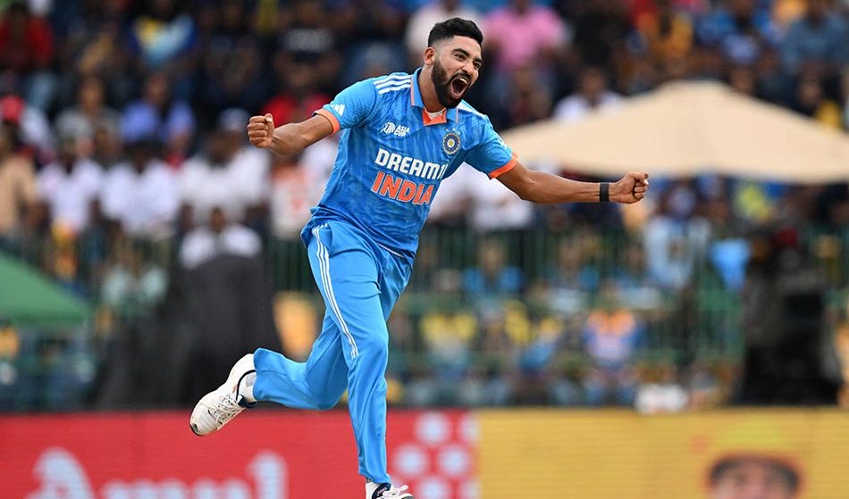 Whom did Mohammed Siraj hand over Asia Cup trophy while celebrating India’s eighth title victory?